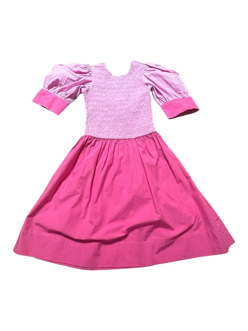 Ganni Pink Two-Tone Puff Sleeve Mini Dress